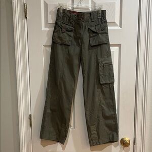 Vintage Y2K EDC Esprit Green Cargo Pants 100% cotton girls Europe 158 13 years